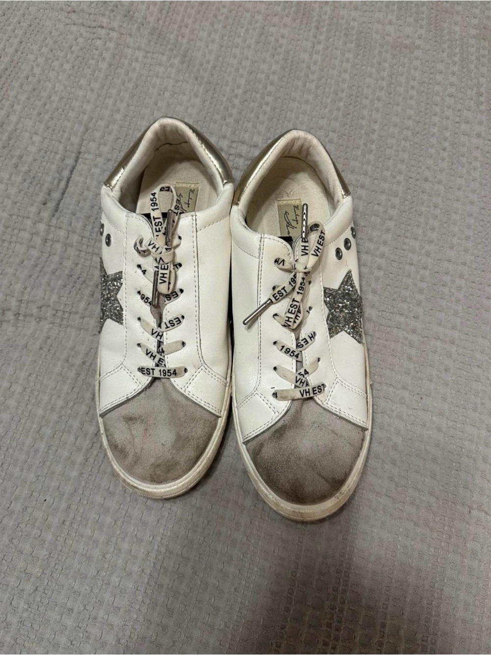 Vintage Havana White Sneakers with Silver Glitter Star